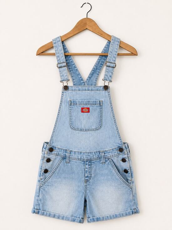 Dickies Pants - Dickies Womens XS Denim Short Overalls Light Wash Bib Overall Shorts Y2K Cowgirl